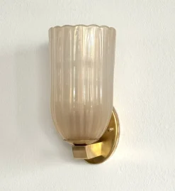 Discount Pamono Large Italian Art Deco Style Murano Glass and Brass Wall Lights from Barovier & Toso, 1990s, Set of 2