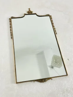 Online Pamono Large Italian Brass Wall Mirror, 1957