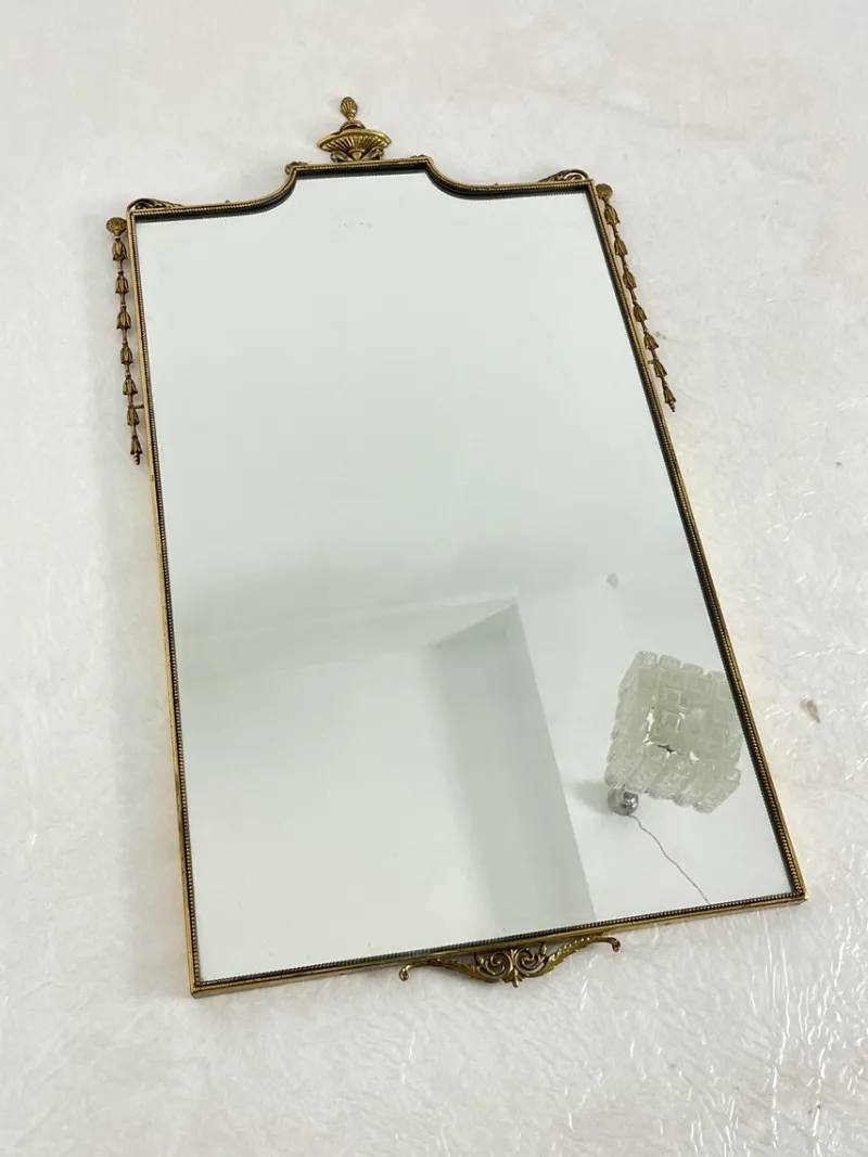 Online Pamono Large Italian Brass Wall Mirror, 1957