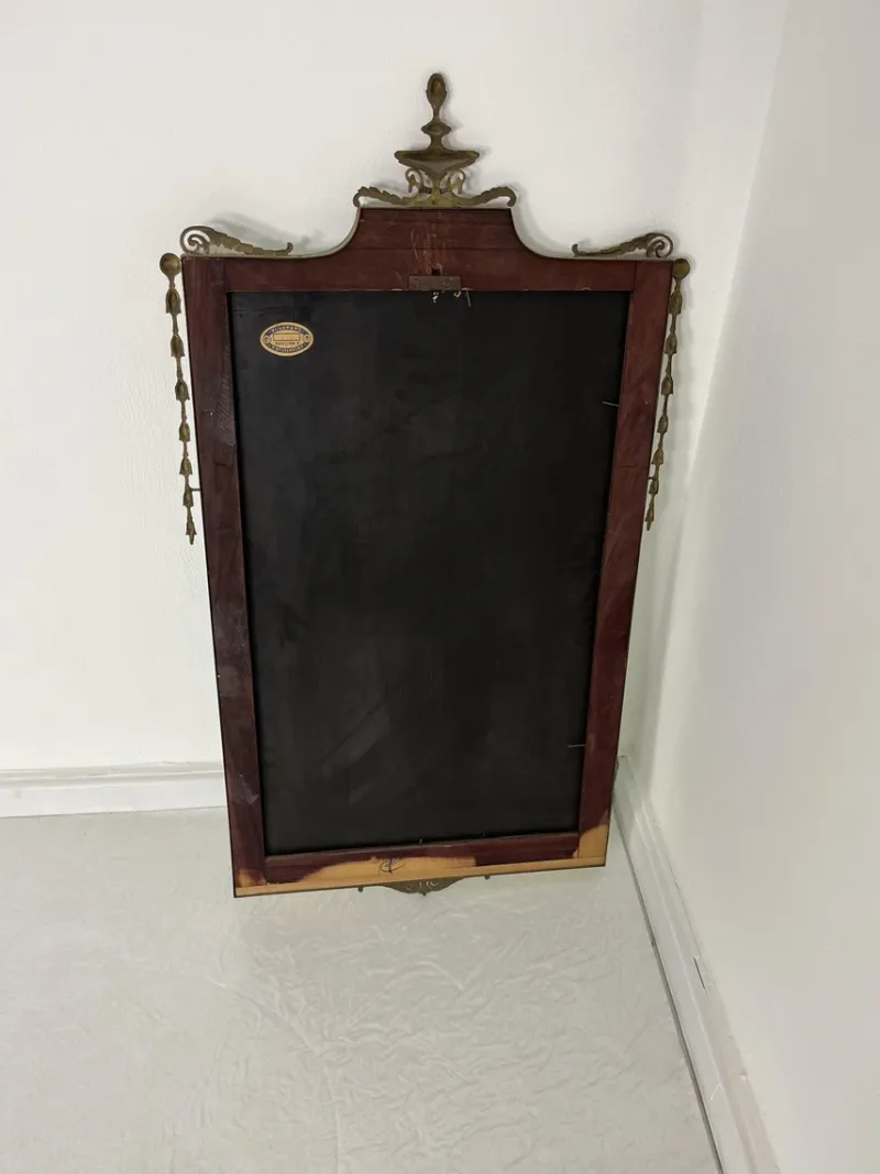 Online Pamono Large Italian Brass Wall Mirror, 1957