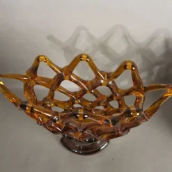 Pamono Large Italian Murano Glass Bowl with Grid Pattern from Made Murano Glass, 1950s><noscript><img width=