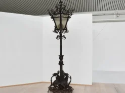 Sale Pamono Large Italian Wrought Iron Outdoor Lamppost from Mazzucotelli, Italy, 1910s