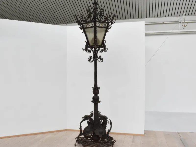 Sale Pamono Large Italian Wrought Iron Outdoor Lamppost from Mazzucotelli, Italy, 1910s