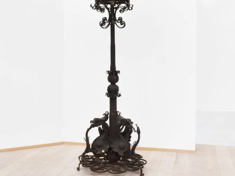 Sale Pamono Large Italian Wrought Iron Outdoor Lamppost from Mazzucotelli, Italy, 1910s