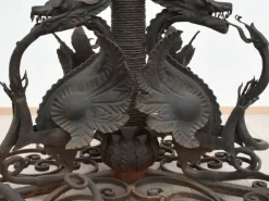 Sale Pamono Large Italian Wrought Iron Outdoor Lamppost from Mazzucotelli, Italy, 1910s