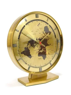 Pamono Large Kundo GMT World Time Zone Brass Table Clock by Kieninger & Obergfell, 1960s> Clocks
