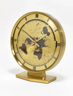 Pamono Large Kundo GMT World Time Zone Brass Table Clock by Kieninger & Obergfell, 1960s><noscript><img width=
