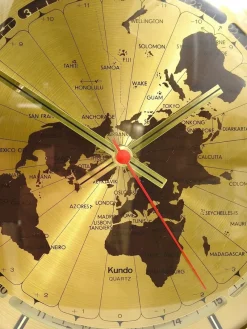 Pamono Large Kundo GMT World Time Zone Brass Table Clock by Kieninger & Obergfell, 1960s><noscript><img width=
