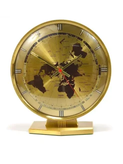 Pamono Large Kundo GMT World Time Zone Brass Table Clock by Kieninger & Obergfell, 1960s><noscript><img width=