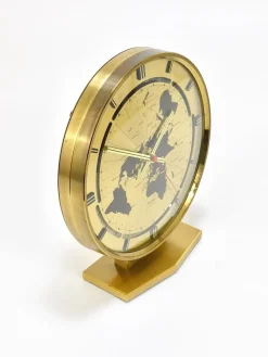 Pamono Large Kundo GMT World Time Zone Brass Table Clock by Kieninger & Obergfell, 1960s><noscript><img width=