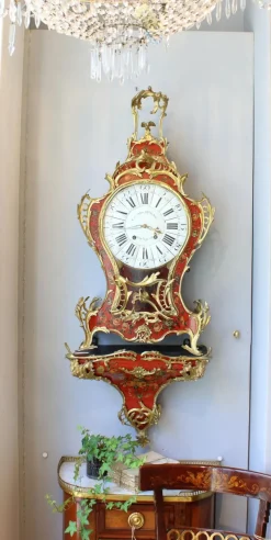 Clearance Pamono Large Louis XV Cartel Clock & Wall Console, France, 1750s, Set of 2