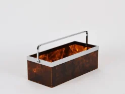 Online Pamono Large Magazine or Bottle Rack in Tortoiseshell Acrylic Glass and Chrome from Dior, Italy, 1970s