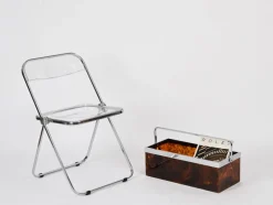 Online Pamono Large Magazine or Bottle Rack in Tortoiseshell Acrylic Glass and Chrome from Dior, Italy, 1970s