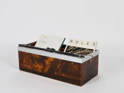 Online Pamono Large Magazine or Bottle Rack in Tortoiseshell Acrylic Glass and Chrome from Dior, Italy, 1970s