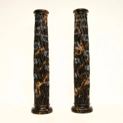 Pamono Large Marble Effect Columns, 1970, Set of 2> Pedestals And Columns