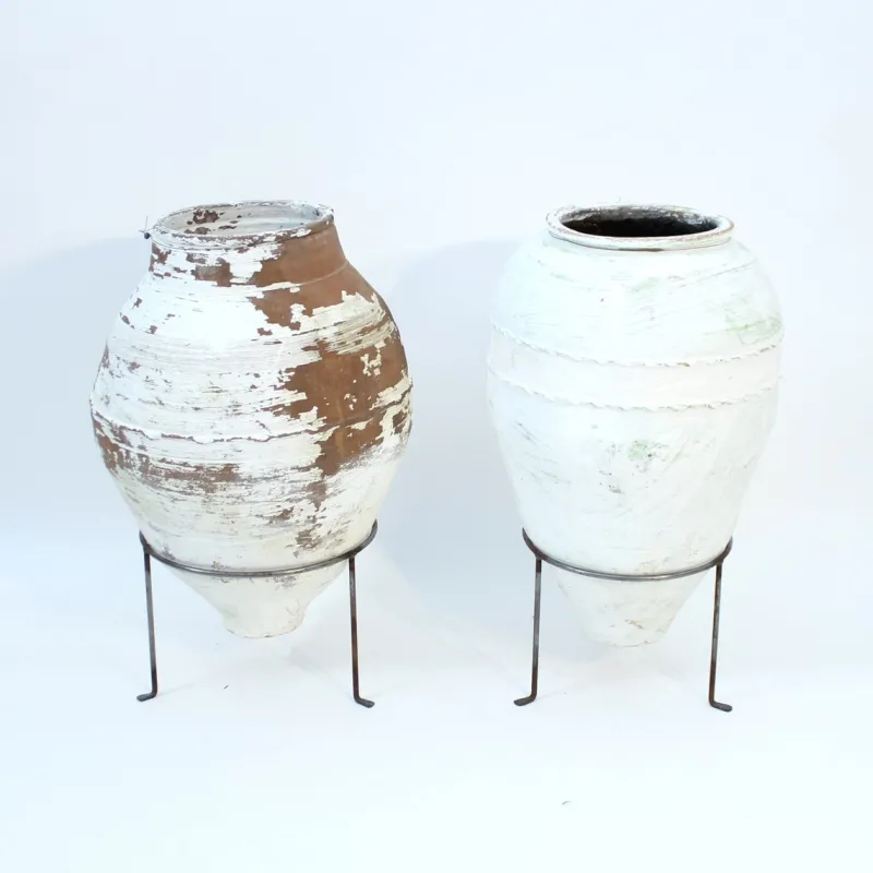 Pamono Large Mediterranean Olive Jars, 1930s, Set of 2> Garden Accessories