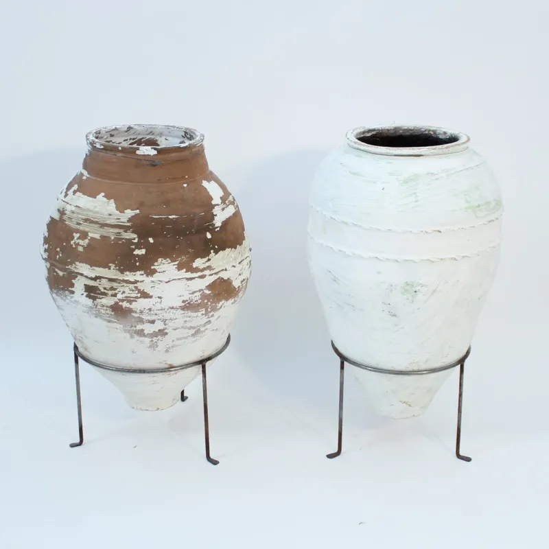 Pamono Large Mediterranean Olive Jars, 1930s, Set of 2> Garden Accessories