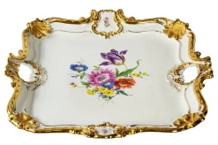 Best Pamono Large Meissen Hand Painted Gilded Porcelain Serving Plate