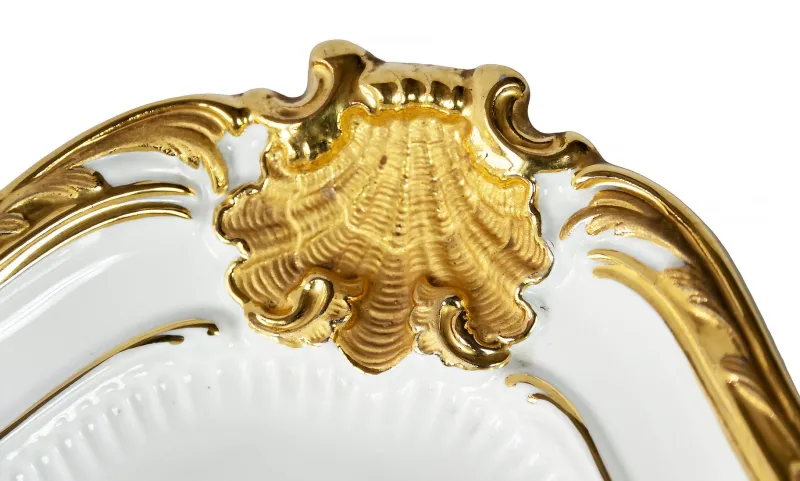Best Pamono Large Meissen Hand Painted Gilded Porcelain Serving Plate