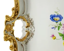 Best Pamono Large Meissen Hand Painted Gilded Porcelain Serving Plate