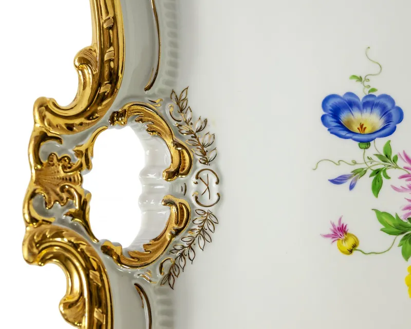 Best Pamono Large Meissen Hand Painted Gilded Porcelain Serving Plate