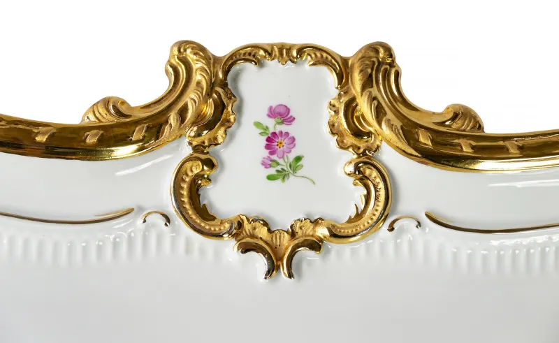 Best Pamono Large Meissen Hand Painted Gilded Porcelain Serving Plate