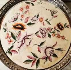 Pamono Large Metal and Porcelain Tray from Rörstrand, 1900s> Trays