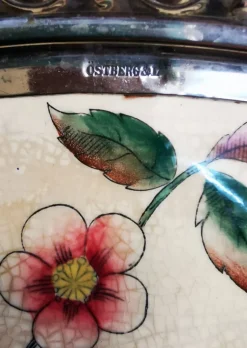 Pamono Large Metal and Porcelain Tray from Rörstrand, 1900s><noscript><img width=