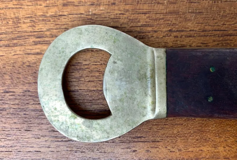 Pamono Large Mid-Century Brass and Teak Bottle Opener, 1960s> Dinnerware Accessories