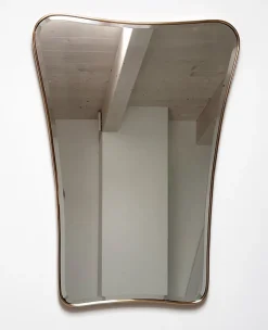 Pamono Large Mid-Century Italian Wall Mirror with Cut Glass and Brass Frame, 1950s> Mirrors