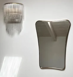 Pamono Large Mid-Century Italian Wall Mirror with Cut Glass and Brass Frame, 1950s> Mirrors