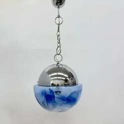 Discount Pamono Large Mid-Century Murano Glass Globe Hanging Lamp from Mazzega, 1970s