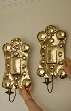 Discount Pamono Large Mid-Century Swedish Brass Sconces, Set of 2