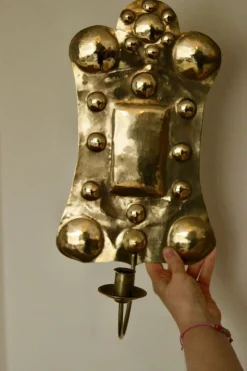 Discount Pamono Large Mid-Century Swedish Brass Sconces, Set of 2