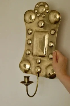 Discount Pamono Large Mid-Century Swedish Brass Sconces, Set of 2