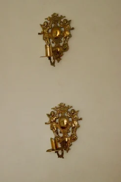 Best Pamono Large Mid-Century Swedish Brass Sconces, Set of 2
