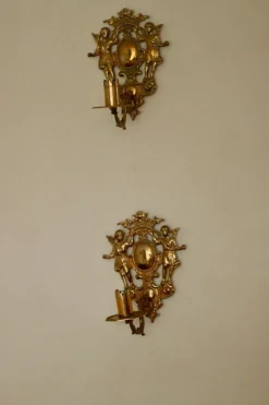 Best Pamono Large Mid-Century Swedish Brass Sconces, Set of 2