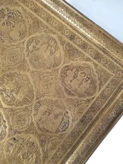 Pamono Large Middle Eastern Qajar Brass Tray><noscript><img width=