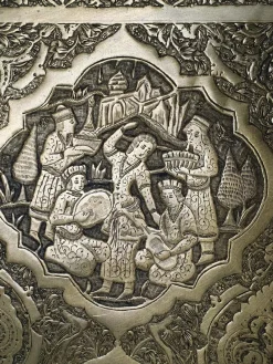 Pamono Large Middle Eastern Qajar Brass Tray><noscript><img width=