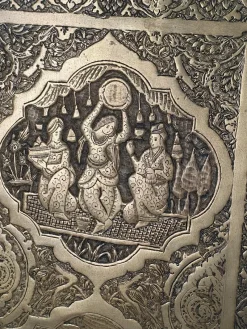 Pamono Large Middle Eastern Qajar Brass Tray><noscript><img width=