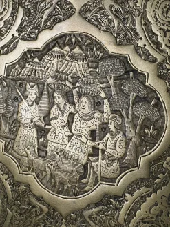 Pamono Large Middle Eastern Qajar Brass Tray><noscript><img width=