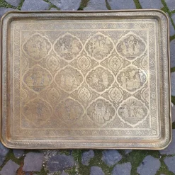 Pamono Large Middle Eastern Qajar Brass Tray><noscript><img width=
