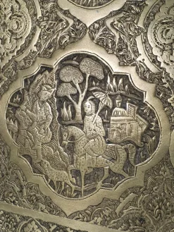 Pamono Large Middle Eastern Qajar Brass Tray><noscript><img width=