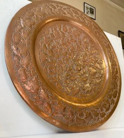 Pamono Large Middle Eastern Tray in Piercet Copper, 1960s> Trays