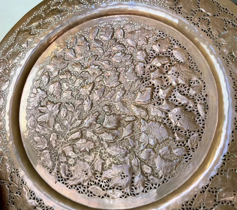 Pamono Large Middle Eastern Tray in Piercet Copper, 1960s> Trays