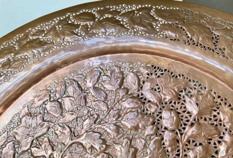 Pamono Large Middle Eastern Tray in Piercet Copper, 1960s> Trays