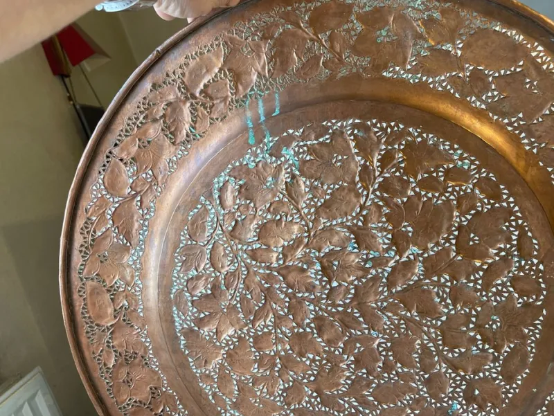 Pamono Large Middle Eastern Tray in Piercet Copper, 1960s> Trays