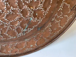 Pamono Large Middle Eastern Tray in Piercet Copper, 1960s><noscript><img width=