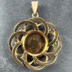 Pamono Large More Than Yesterday Diamond Blue Spinel 18k Gold Love Medal Pendant from Augis, 1960s><noscript><img width=