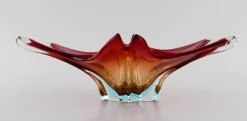 Pamono Large Murano Bowl in Reddish and Clear Mouth-Blown Art Glass, 1960s or 1970s> Bowls